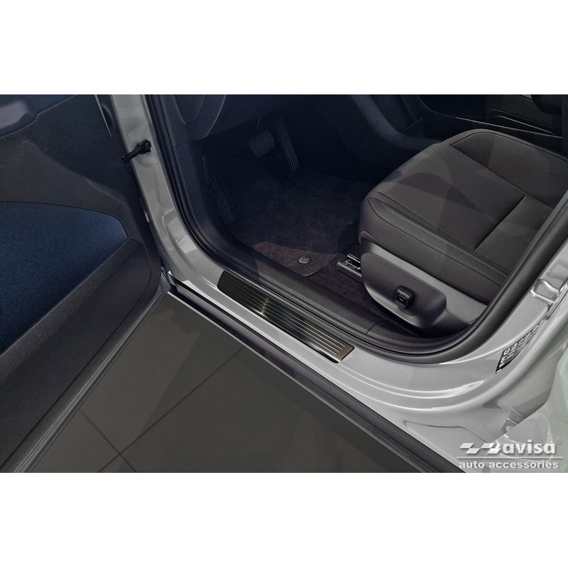 Black Inox door sill protectors  Volvo EX30 2023- - 'Lines' - 4-pieces