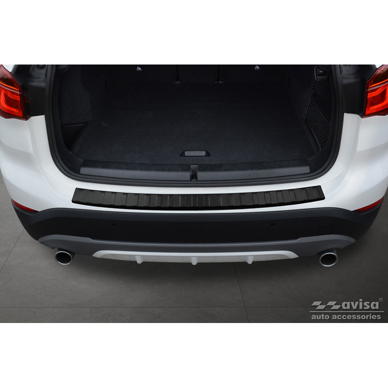 Matt Black Stainless Steel Rear bumper protector  BMW X1 (F48) 2015-2022 'Ribs'
