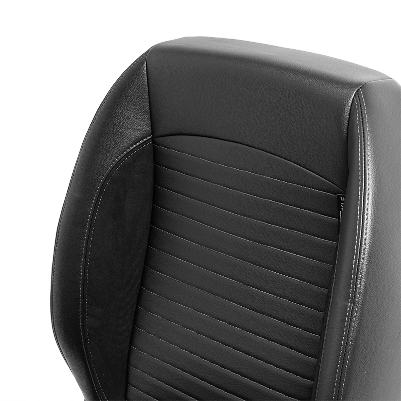 Sport seat 'Classic II ' - Black Synthetic Leather + Suede + Grey stitching - Right-side reclinable back-rest - incl. slides