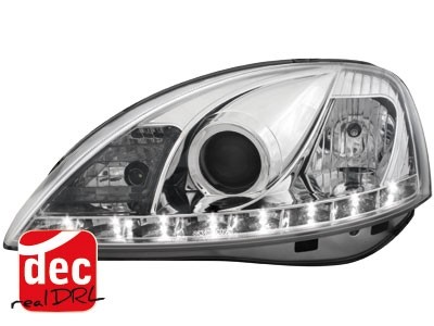 Koplampen Opel Corsa C 01-06 Devil Eyes real DRL LED Chroom