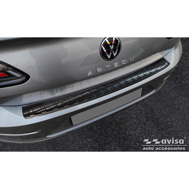 Black Stainless Steel Rear bumper protector  Volkswagen Arteon Shooting Brake incl. eHybrid 2020- 'Ribs'