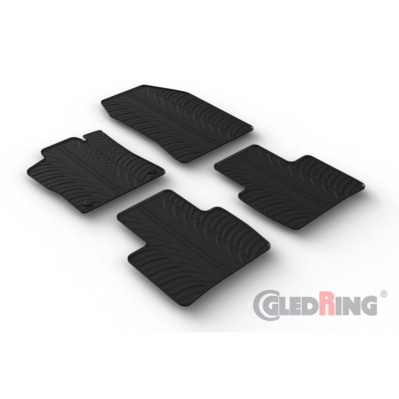 Rubber car mats set  Citroën C5 X 2021- (T profile 4-pieces + mounting clips)