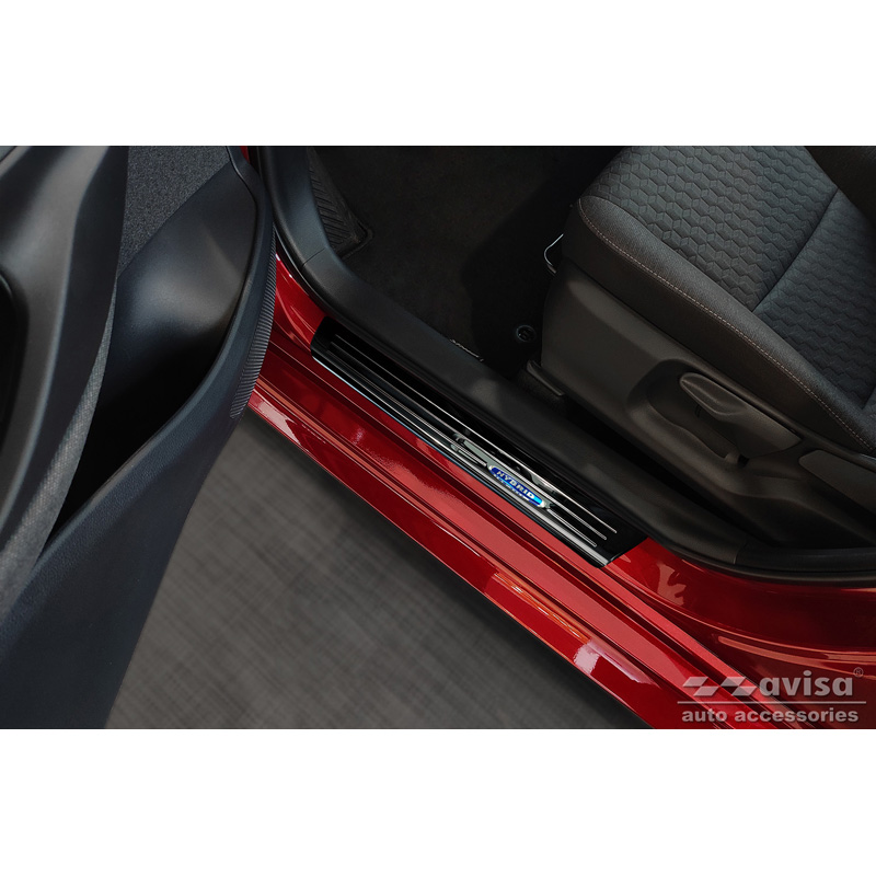Black Inox door sill protectors  Toyota Yaris 2020- incl. Facelift, excl. GR / Toyota Yaris Cross 2021- / Toyota C-HR II 2023- 'Hybrid' - 4-pieces
