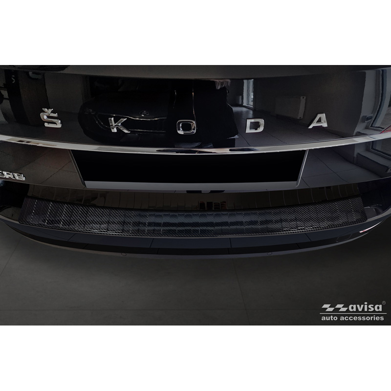 Echt 3D Carbon Achterbumperprotector  Skoda Superb III Combi 2015-2019 & Facelift 2019-2024 incl. Scout 'Ribs'