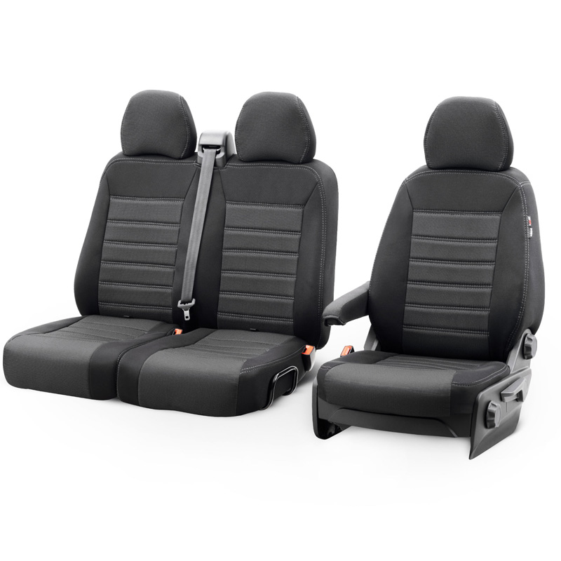 Original Design Textile seat covers 2+1  Renault Master/Opel Movano/Nissan NV400 2010-2019 & Facelift 2019- (split in bottom/backrest bench)