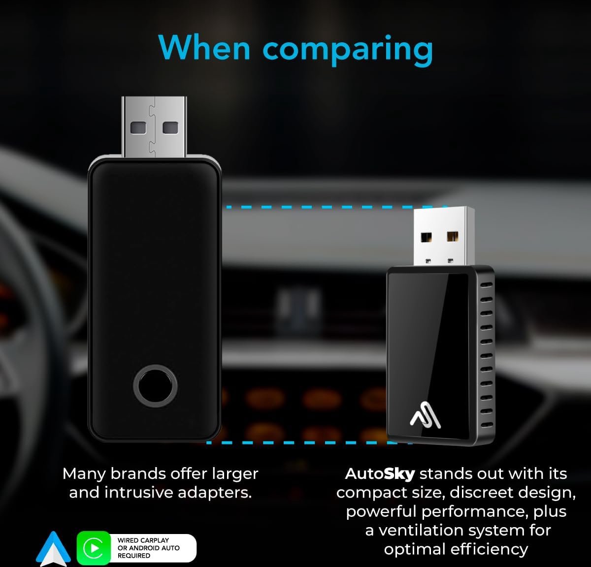 AutoSky WUA-8 - Draadloze CarPlay Adapter - Plug & Play - Compact Ontwerp