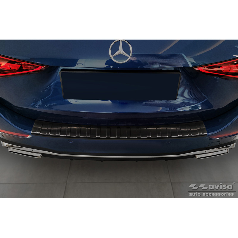 Black Stainless Steel Rear bumper protector  Mercedes C-Class AMG Estate S206 2021- 'Ribs'
