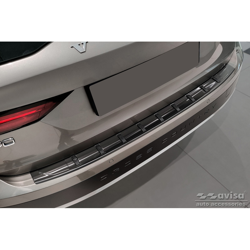 Black Stainless Steel Rear bumper protector  Volvo V90 II 2016- (incl. Cross Country) 'STRONG EDITION'