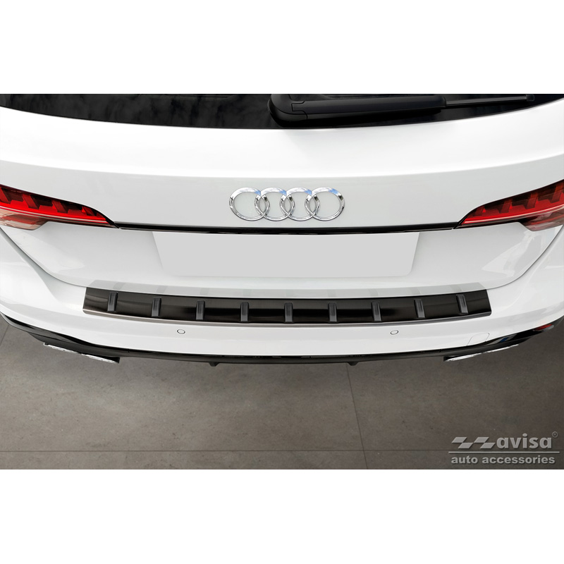 Black Stainless Steel Rear bumper protector  Audi A4 Avant B9 (incl. S-Line) 2015-2019 & Facelift 2019- 'STRONG EDITION'