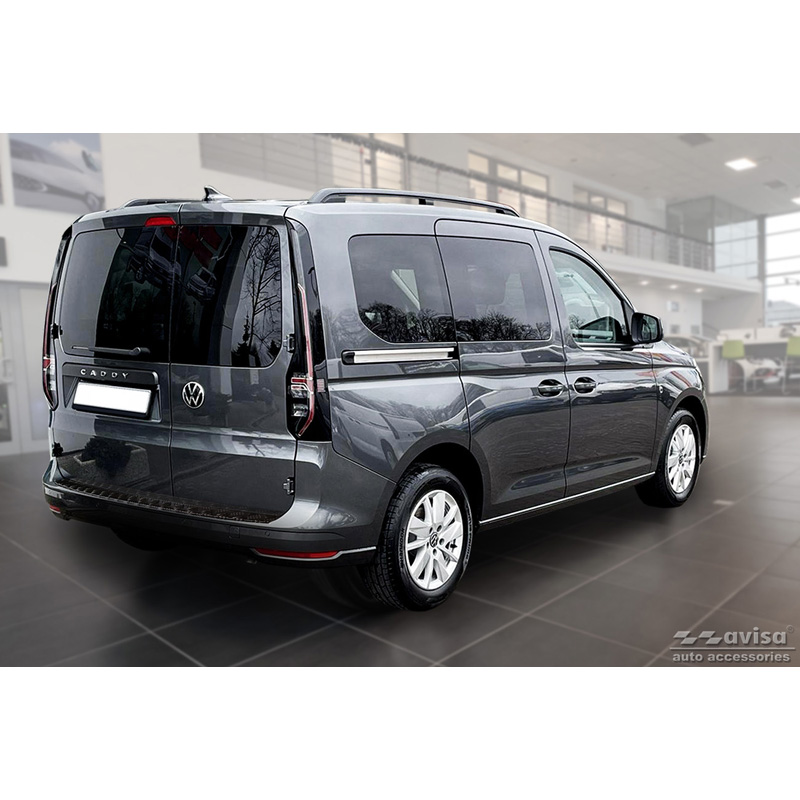 Matzwart Aluminium Achterbumperprotector  Volkswagen Caddy V 2020- 'Riffled Plate'