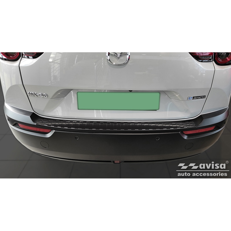 Zwart RVS Achterbumperprotector  Mazda MX-30 2020- - 'Ribs'