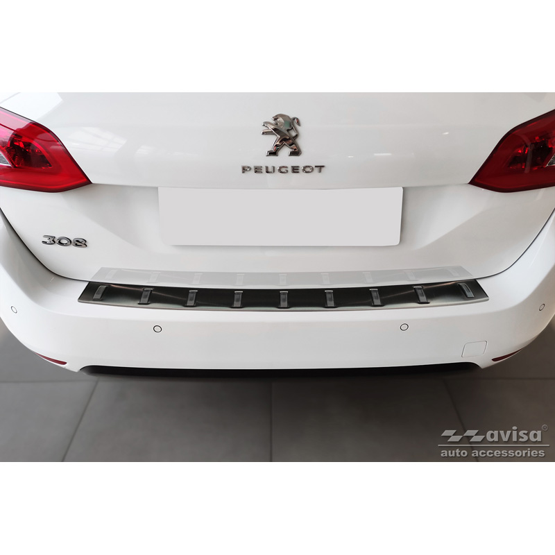 Black Stainless Steel Rear bumper protector  Peugeot 308 SW II 2013-2017 & Facelift 2017-2021 'STRONG EDITION'