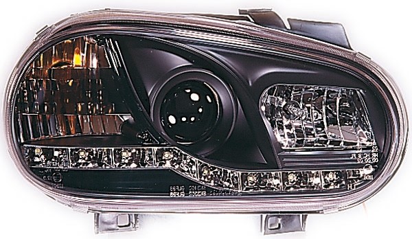 Koplampen VW GOLF IV 97-03 DRl Look Zwart