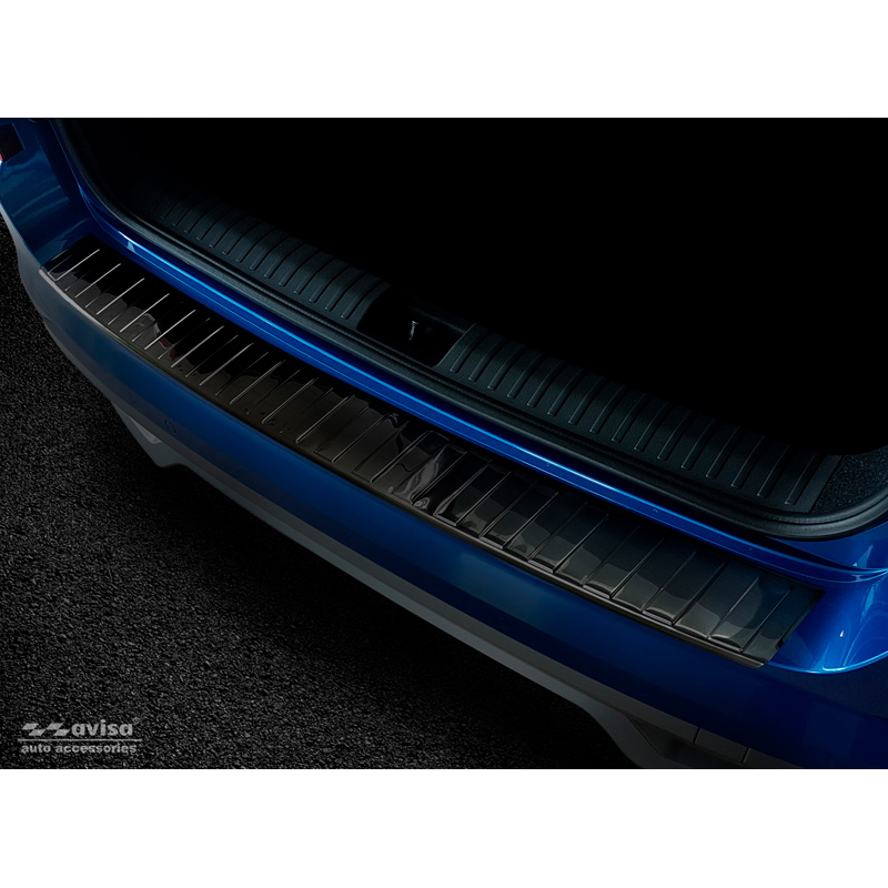 Black Stainless Steel Rear bumper protector  Skoda Kamiq 2019- 'Ribs'