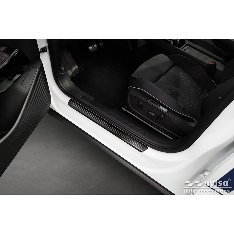 Black Inox door sill protectors  Volkswagen ID.5 2021- - 'Lines' - 4-pieces
