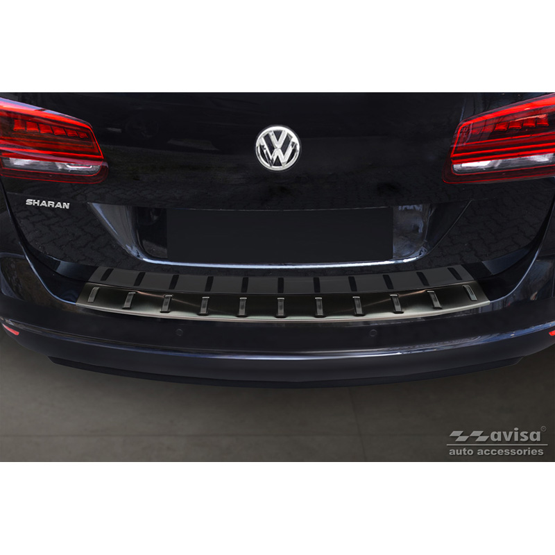 Black Stainless Steel Rear bumper protector  Volkswagen Sharan II & Seat Alhambra II 2010- 'STRONG EDITION'