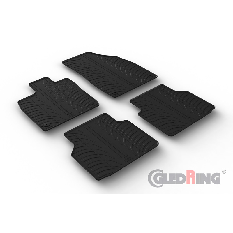 Rubber car mats set  Audi Q4 e-tron (F4B) & Sportback (F4N) 2021- (T profile 4-pieces + mounting clips)