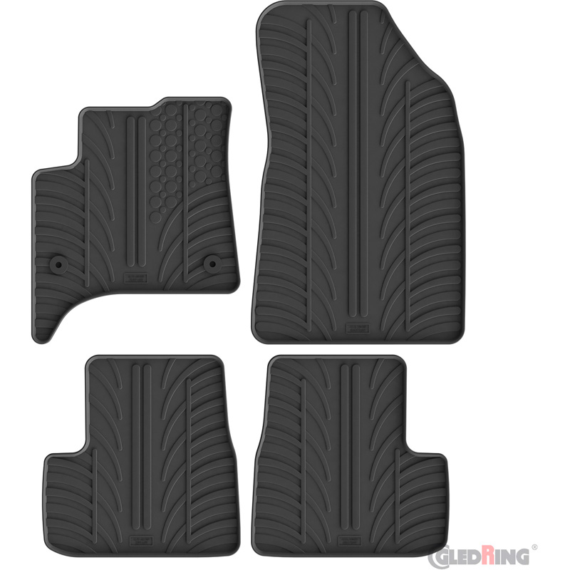 Gledring Rubber car mats set  Fiat Grande Panda MHEV 2025- (T profile 4-pieces + mounting clips)