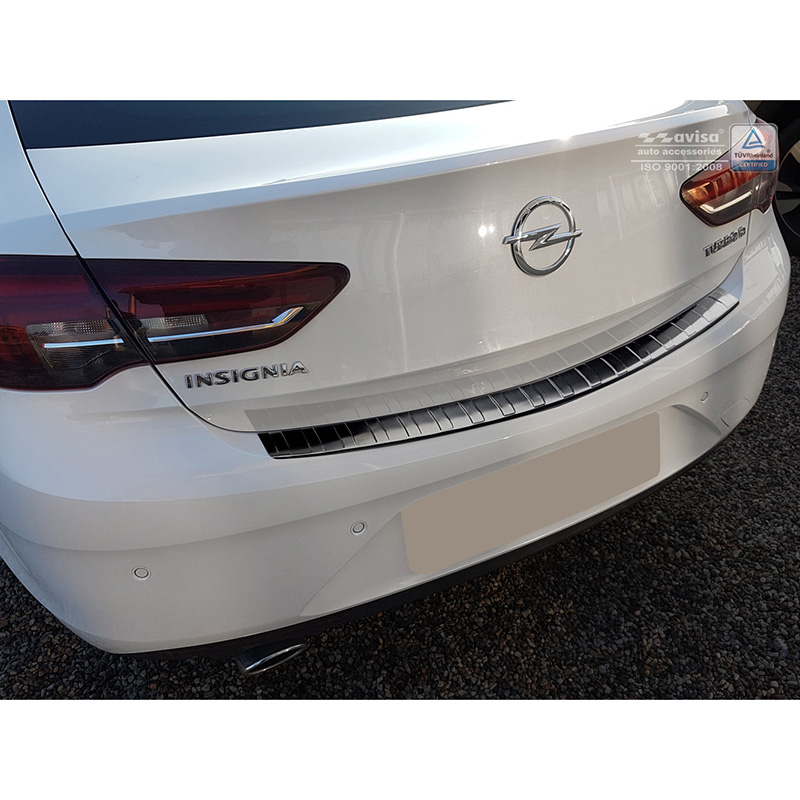Black Stainless Steel Rear bumper protector  Opel Insignia Grand Sport 5-doors 2017-2020 & FL 2020- 'Ribs'