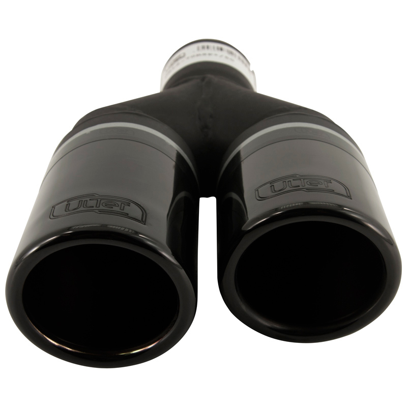Ulter Sport Uitlaatsierstuk (rechts) - Dubbel Rond Ø70mm - Lengte 200/180mm - Montage ->50mm - RVS Zwart