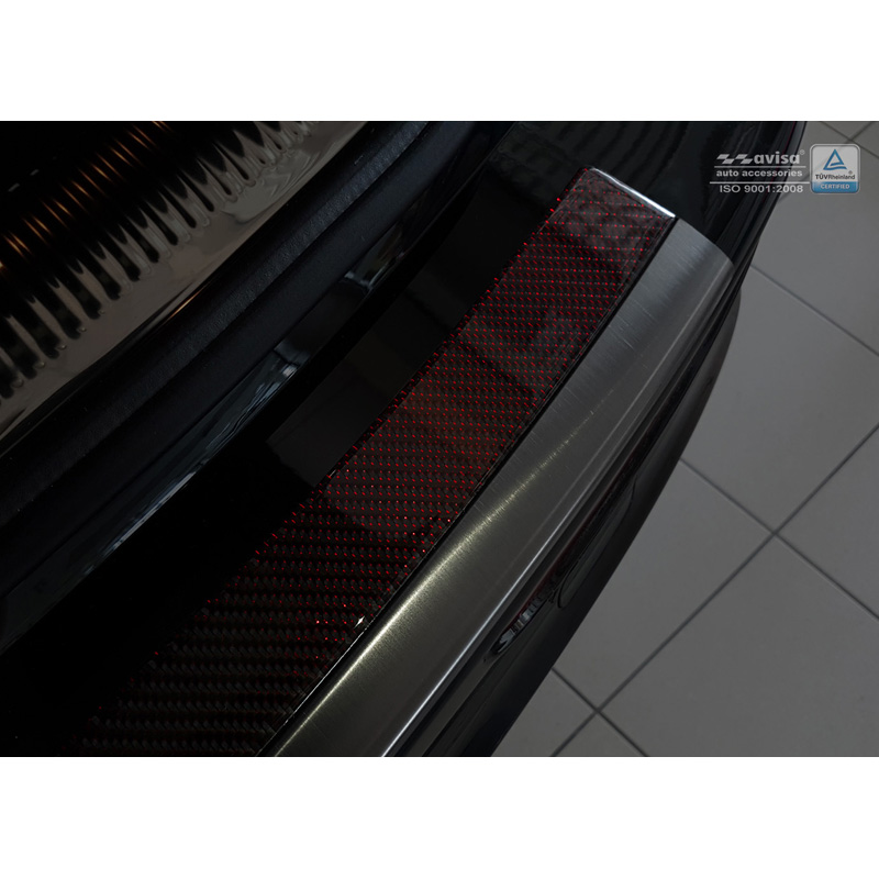 Stainless Steel Rear bumper protector 'Deluxe'  Audi Q5 2008-2016 Black/Red-Black Carbon