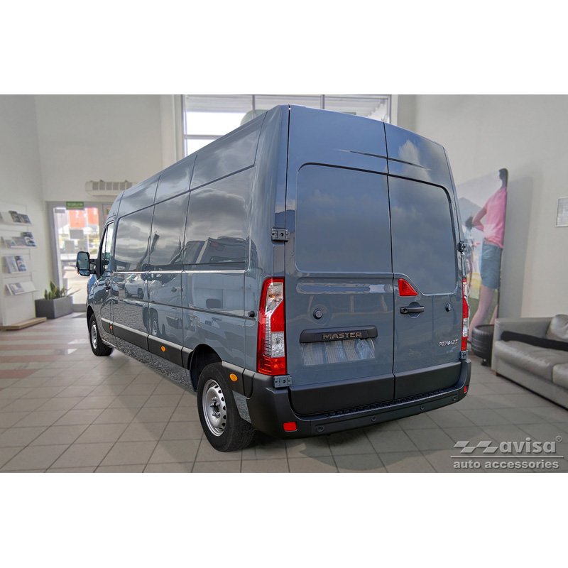 Matt Black Aluminum Rear bumper protector  Opel Movano / Renault Master II 2010-2018 & 2018-2021 'Riffled Plate'