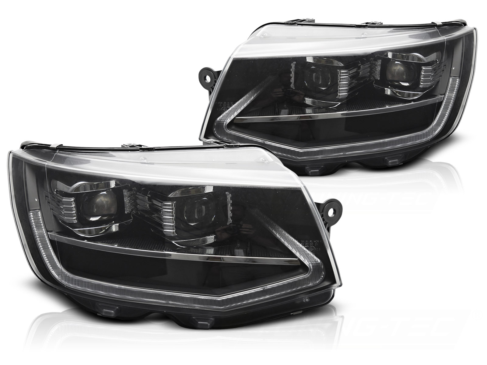 Headlights VW T6 Multivan/Transporter FULL LED Dynamic Tube Black