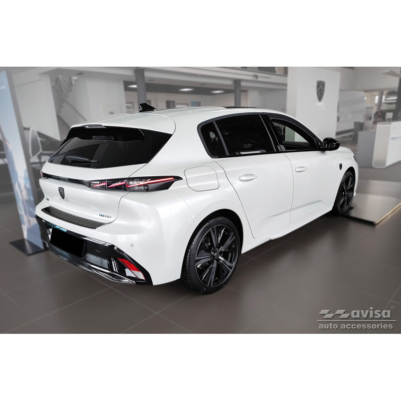 Black Stainless Steel Rear bumper protector  Peugeot 308 III HB 2021- 'Ribs'