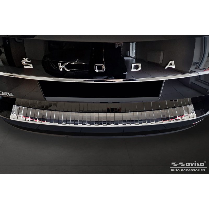 Chroom RVS Achterbumperprotector  Skoda Superb Combi 2015-2019 incl. Facelift 2019-2024 & Scout 'Ribs'