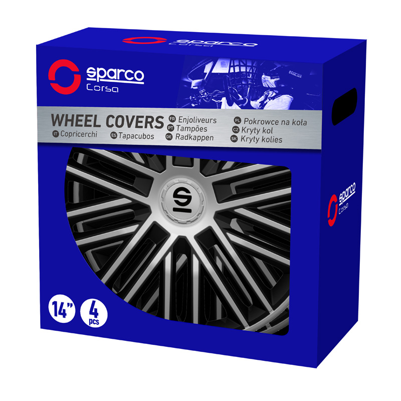Sparco Wheel Covers Bergamo - 14-inch - Silver/Black - Set of 4 pieces
