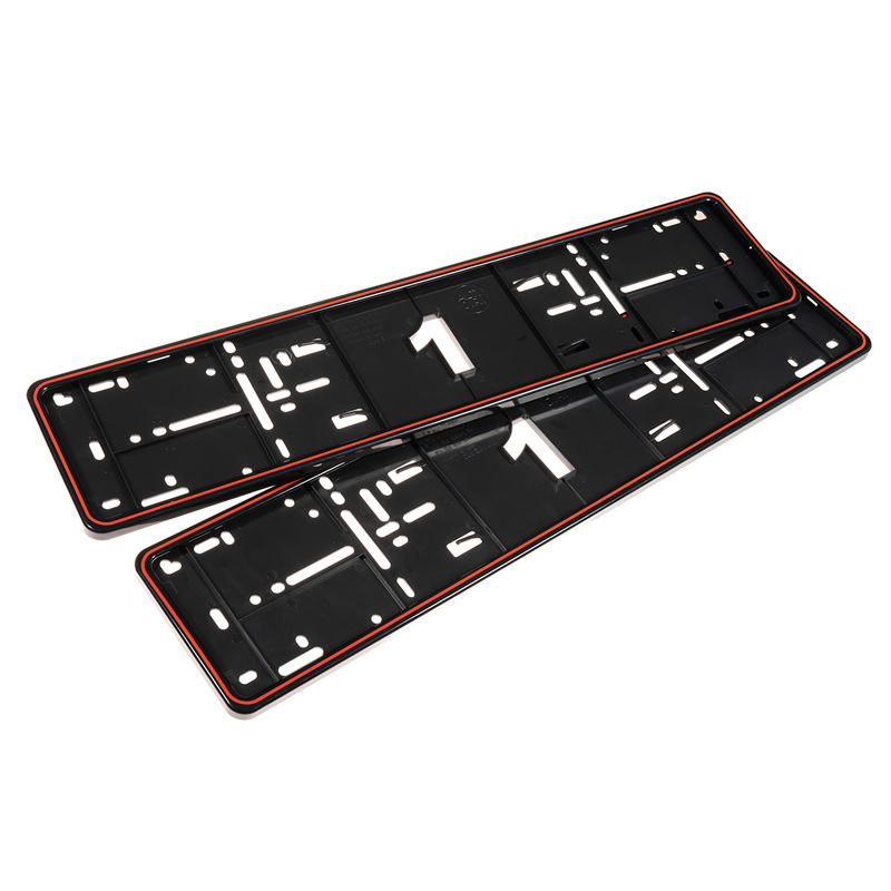 Set Premium Synthetic license plate holders 52,7x12,3cm - Type Mono Rosso Corsa - Black/Red - 2 pieces