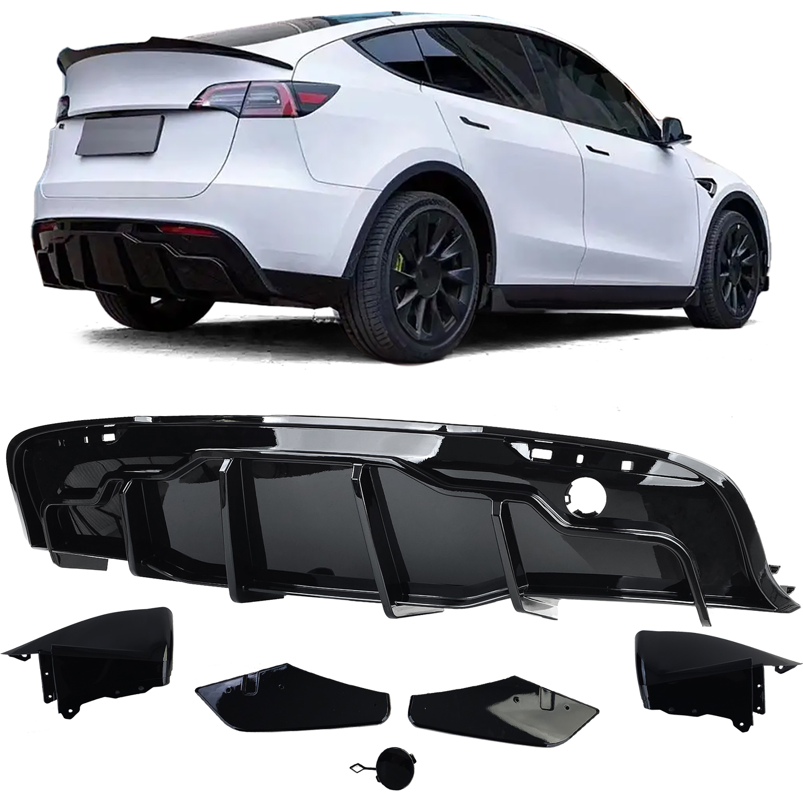 Diffusor glanzend zwart Tesla Model Y 2019-