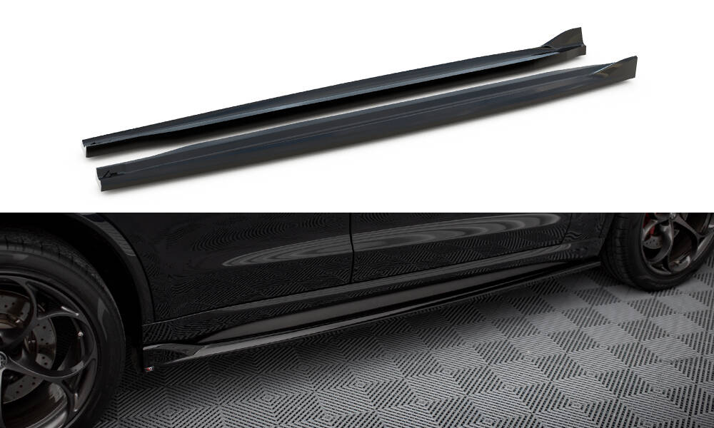 Zijskirts Alfa Romeo Stelvio Quadrifoglio Maxton Glans Zwart