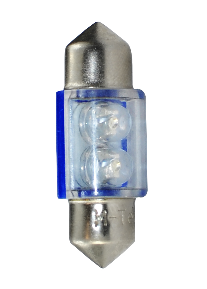 Buislampjes LED 31mm C5W/s8.5V 12v 2x 5mm Blauw