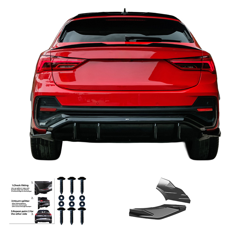 Oneway Rear Side Diffusors  Audi Q3 (F3N) Sportback S-Line 2019-2025 excl. RSQ3 - Gloss black