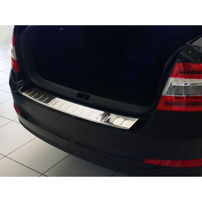 Stainless Steel Rear bumper protector  Skoda Octavia III sedan 2013- 'Ribs'