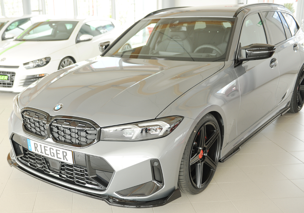 Voorspoiler BMW 3 Serie M Pakket G20 G21 FL Rieger Glans Zwart