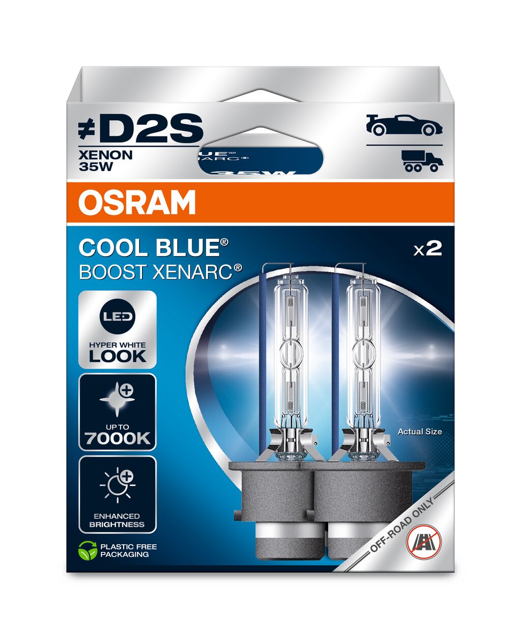 D2S Xenon lampen Osram Cool Blue Boost 7000k 35w DUO 2pcs
