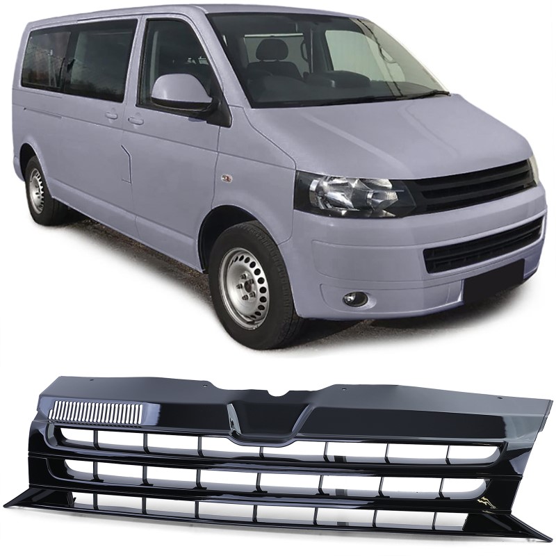 Grill VW T5 Transporter 09-15 zwart glanzend