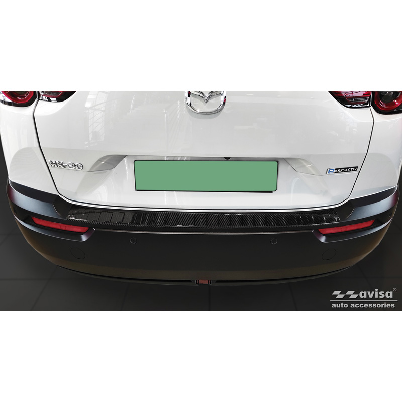 Echt 3D Carbon Achterbumperprotector  Mazda MX-30 2020- 'Ribs'