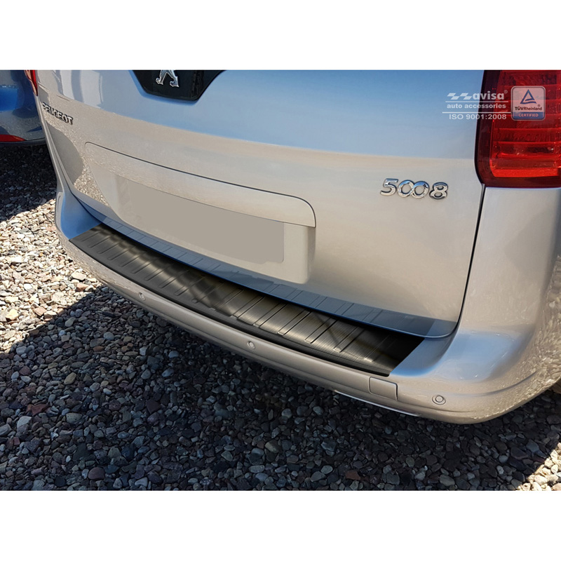 Black Stainless Steel Rear bumper protector  Peugeot 5008 2009-2016 'Ribs'