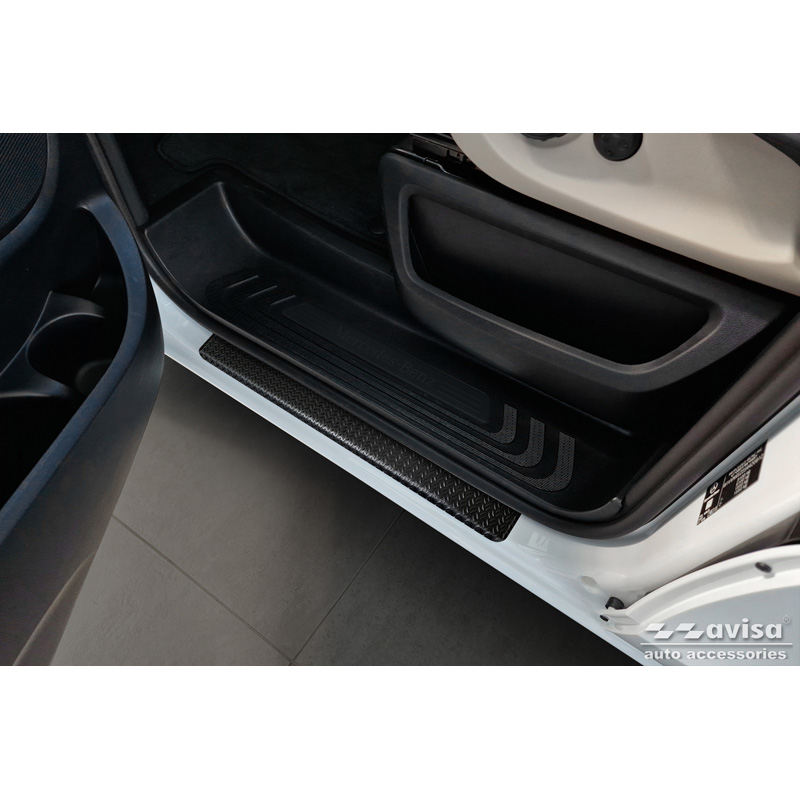 Aluminium door sill protectors 'Riffled Plate'  Mercedes Vito III / V-Class (W447) 2014- - 2-pieces - Black