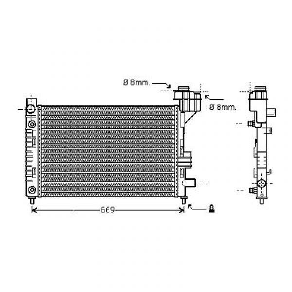 Radiator A-KLASSE W168 97->> 600x375 ALLE MODELLEN +AC
