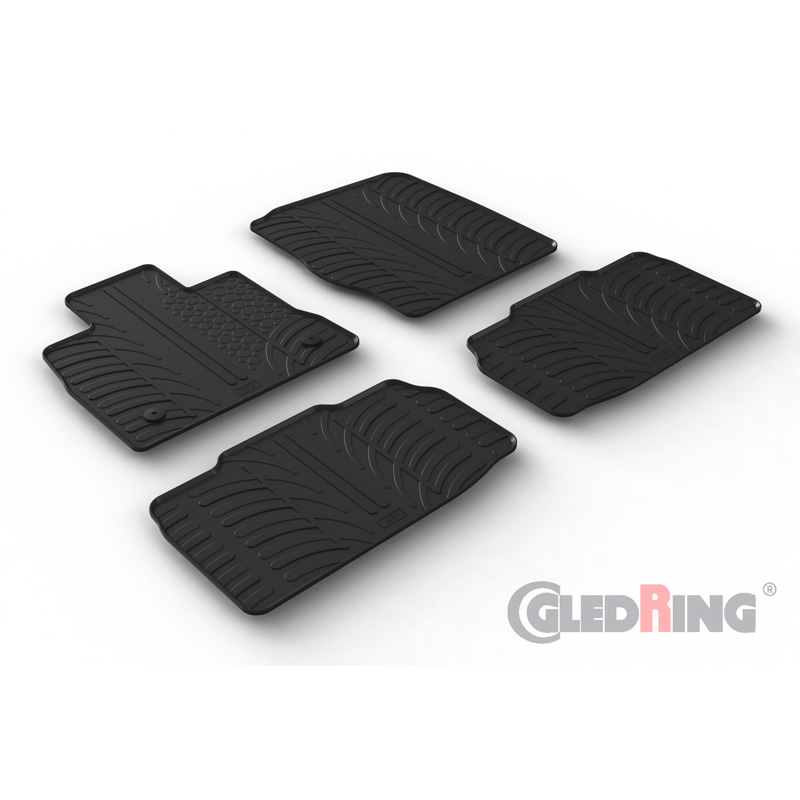 Rubber car mats set  Ford Explorer VI PHEV 2019- (T profile 4-pieces + mounting clips)