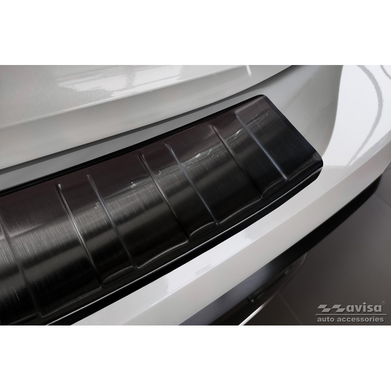 Black Stainless Steel Rear bumper protector  Peugeot 308 III HB 2021- 'Ribs'