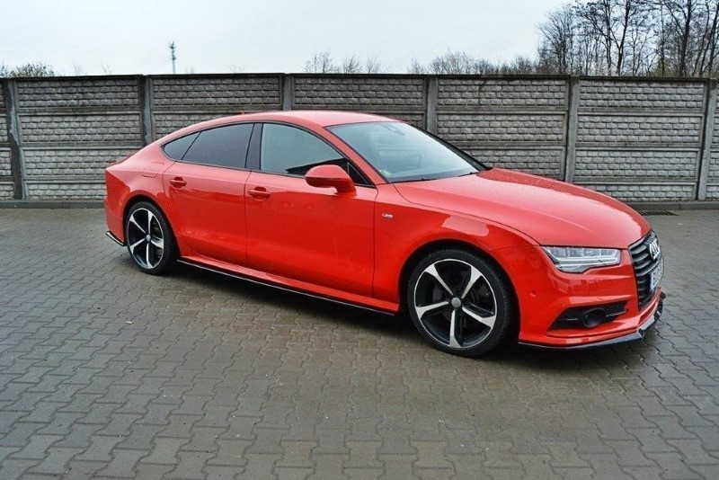Zijskirt Diffusers Audi S7 / A7 S-Line C7 FL Glanzend Zwart