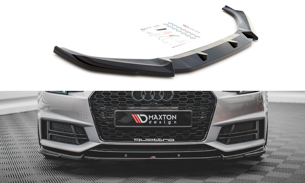 Voorspoiler Audi S4 / A4 S-Line B9 V.3 Glanzend Zwart