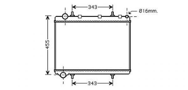Radiator CITROENC4 04->>1.6HDI M. 380x567x32 2.0VTS +/-AC