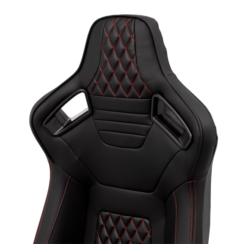 Sport seat 'AK' - Black Synthetic leather + Red stitching - Dual-side reclinable back-rest - incl. slides