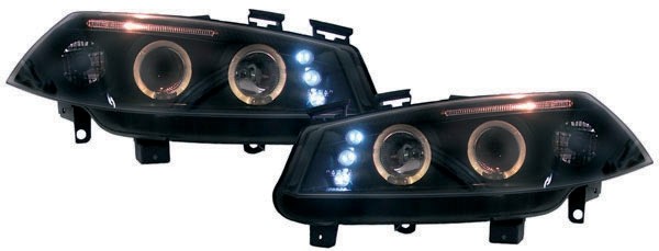 Koplampen Renault Megane 02-05 Angel Eyes Zwart